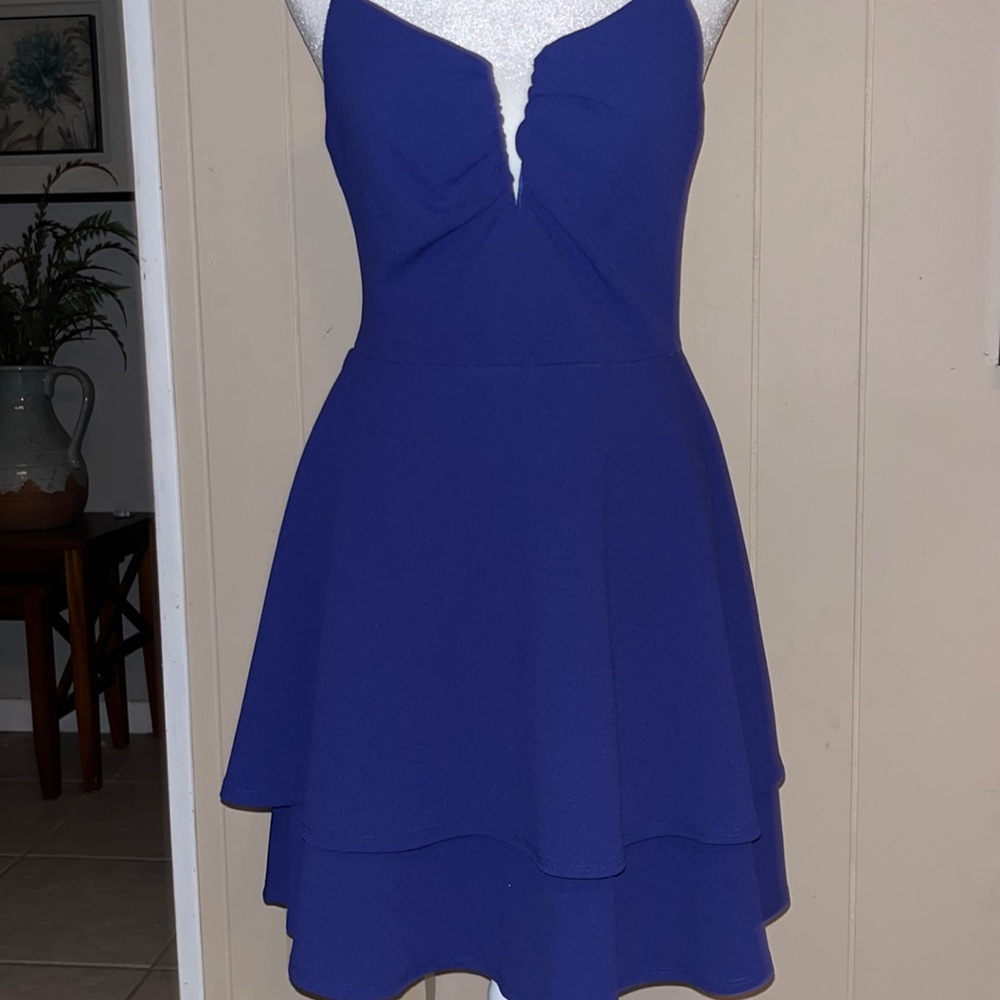 B Darlin royal blue spaghetti strap homecoming/evening dress mini 11/12